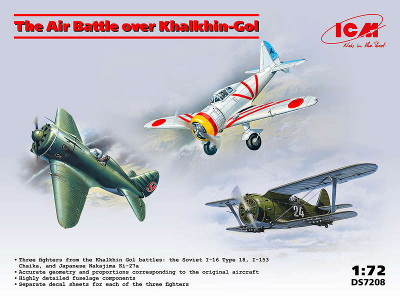 ICM DS7208 1:72 The Air Battle over Khalkhin-Gol. Includes Polikarpov I-16 Type 18, I-153 Chaika and Nakajima Ki-27a