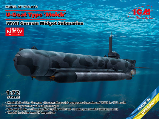 ICM S019 1:72 Midget Submarine U-Boat Type 'Molch', WWII