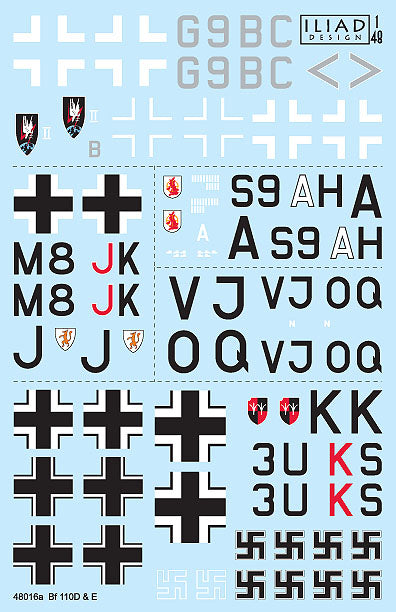 Iliad Design ILD48016A 1:48 Messerschmitt Bf-110D/Bf-110E decals