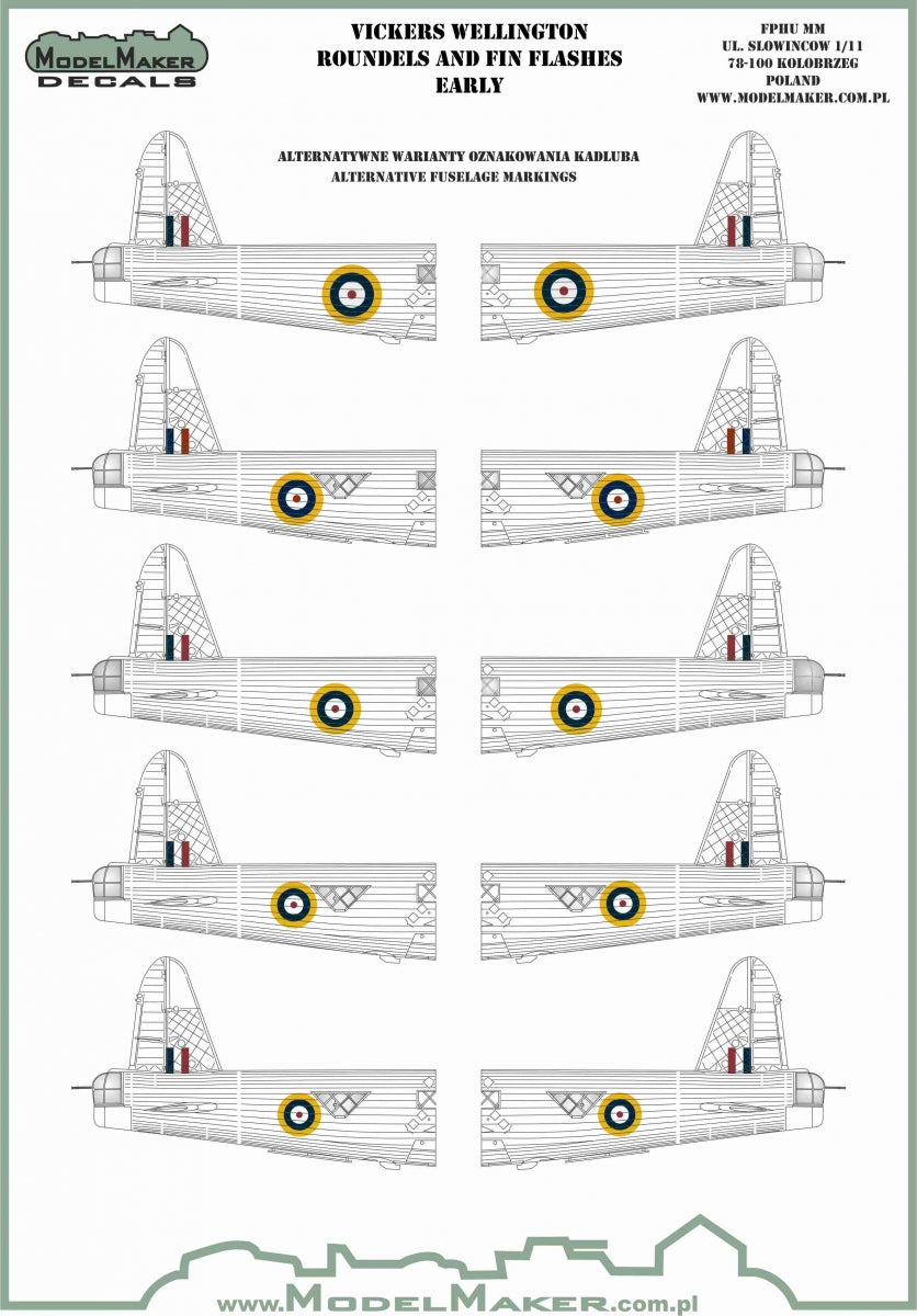 Model Maker Decals IM48706 1:48 VICKERS WELLINGTON ROUNDELS AND FIN FLASHES EARLY