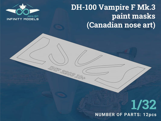 Infinity Models 3203-10 1:32 de Havilland Vampire F Mk.3 Paint Masks (Canadian Nose Art)