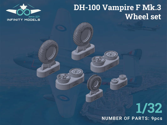 Infinity Models 3203-3 1:32 de Havilland DH-100 Vampire Mk.3 Wheel Set