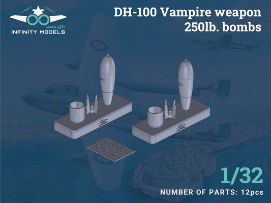 Infinity Models 3203-7 1:32 de Havilland DH-100 Vampire Mk.3/Mk.5 Weapon Set - 250lb Bombs