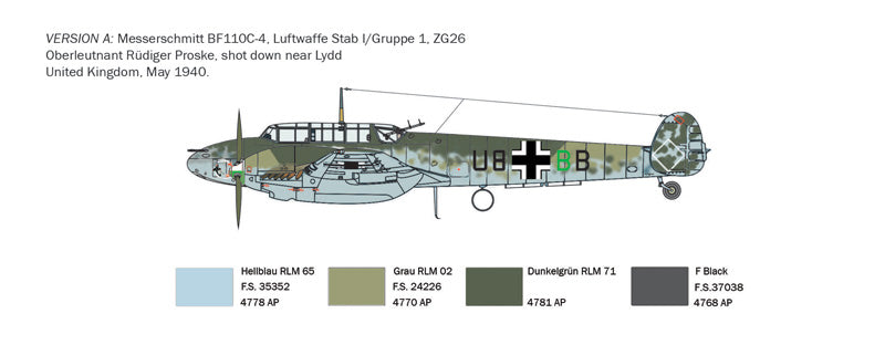 Italeri 049 1:72 Messerschmitt Bf-110C-3/C-4 Zerstorer