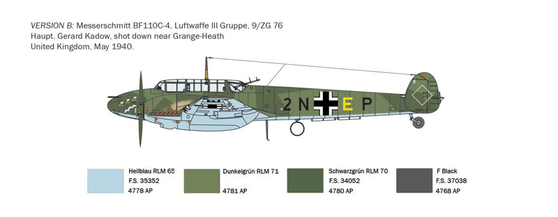 Italeri 049 1:72 Messerschmitt Bf-110C-3/C-4 Zerstorer