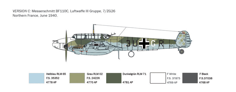 Italeri 049 1:72 Messerschmitt Bf-110C-3/C-4 Zerstorer