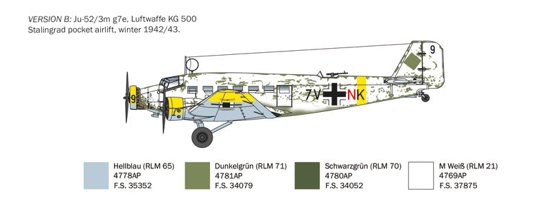 Italeri 102 1:72 Junkers Ju-52/3m Tante Ju 3M (G5-G9)