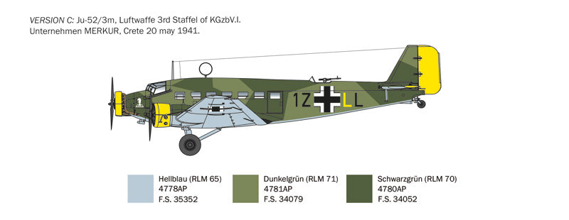 Italeri 102 1:72 Junkers Ju-52/3m Tante Ju 3M (G5-G9)