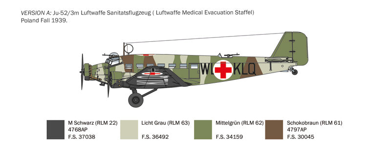 Italeri 102 1:72 Junkers Ju-52/3m Tante Ju 3M (G5-G9)