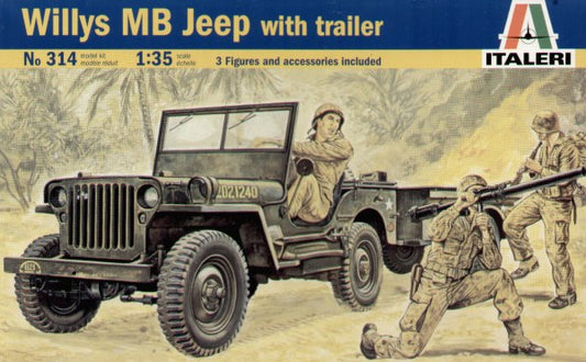 Italeri 314 1:35 Willys Jeep with Trailer