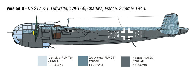Italeri 1488 1:72 Dornier Do 217 K-1/K-2 with Fritz X Guided Bombs