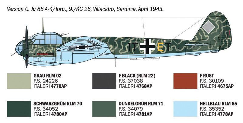 Italeri 1489 1:72 Junkers Ju-88A-17 Torpedo Bomber.