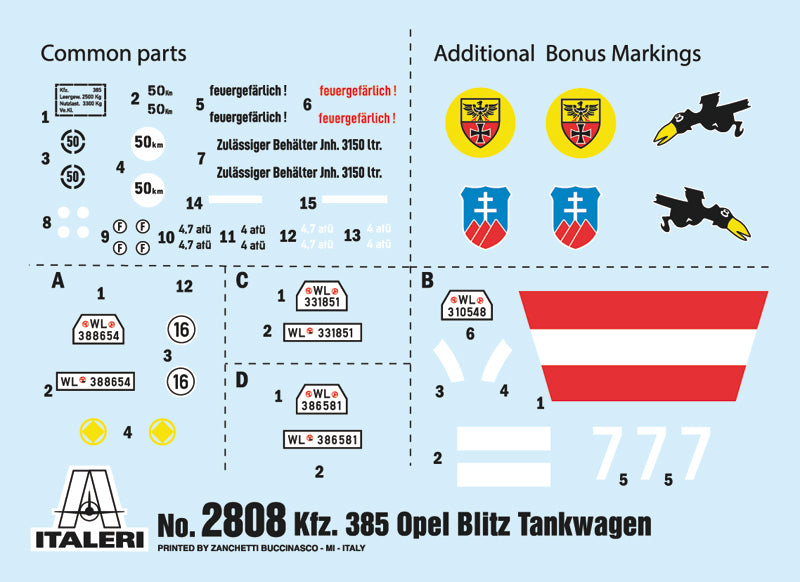 Italeri 2808 1:48 Opel Blitz Kfz.385 Tankwagen