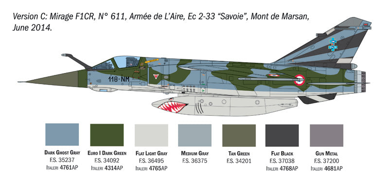 Italeri 2839 1:48 Dassault_Mirage F.1 SUPER DECALS FOR 5 VERSIONS