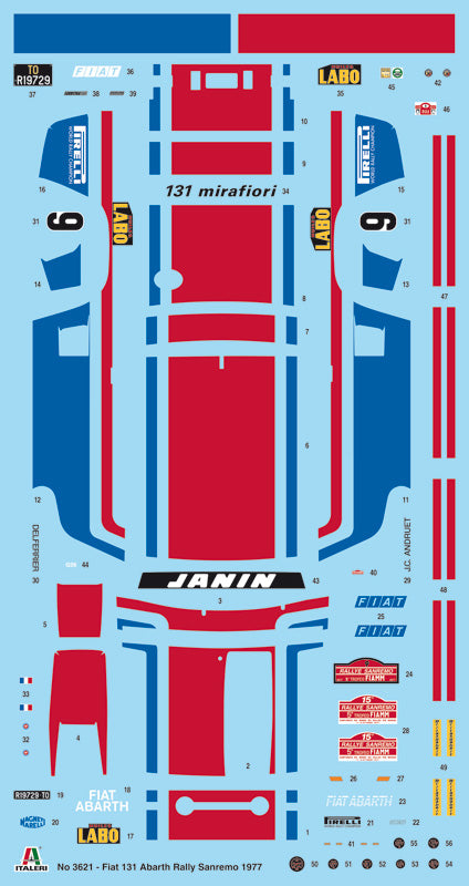 Italeri 3621 1:24 Fiat 131 Abarth 1977 Sanremo Rally Winner