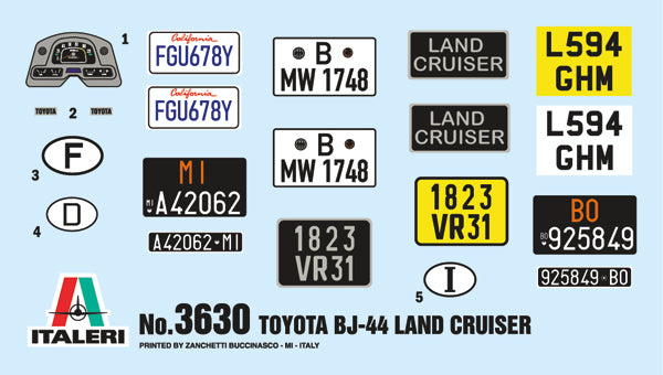 Italeri 3630 1:24 Toyota BJ-44 Land Cruiser Soft Top/Hard Top