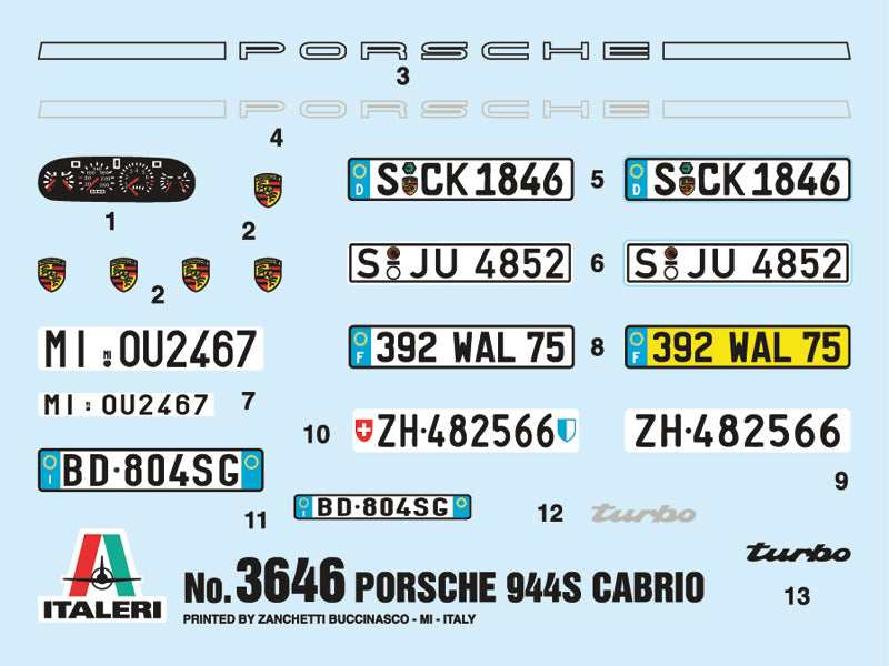 Italeri 3646 1:24 Porsche 944 S Cabrio