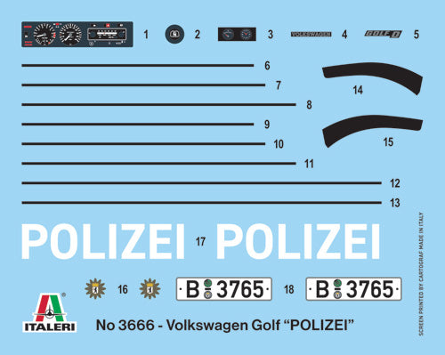 Italeri 3666 1:24 Volkswagen Golf Mk.1 Polizei