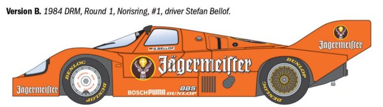 Italeri 3678 1:24 Porsche 956 Jagermeister