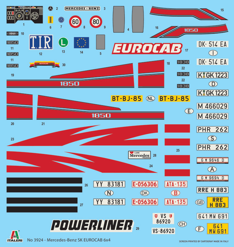 Italeri 3924 1:24 Mercedes Benz SK Eurocab 6x4