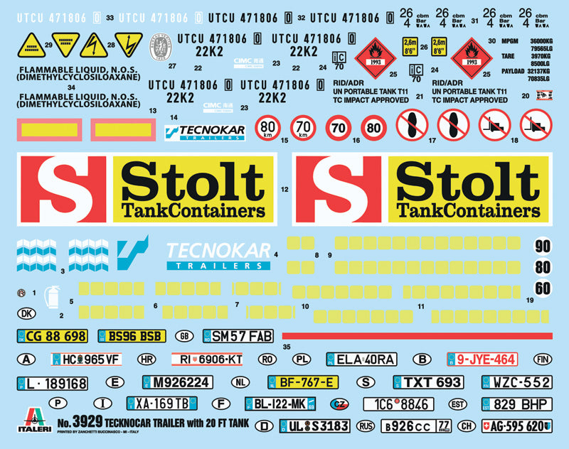 Italeri 3929 1:24 Tecnokar Trailer with 20' Tank