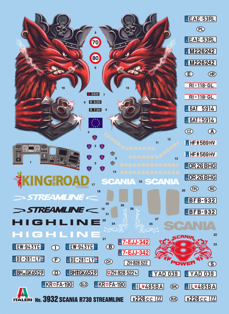 Italeri 3932 1:24 Scania R730 Streamline Highline Cab