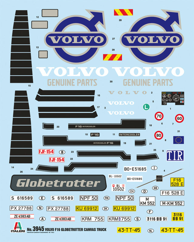 Italeri 3945 1:24 VOLVO F16 Globetrotter Canvas Truck with Elevator