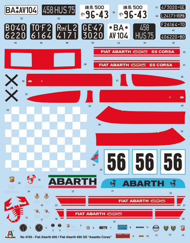 Italeri 4705 1:12 FIAT Abarth 695SS Assetto Corsa