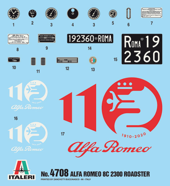 Italeri 4708 1:12 Alfa Romeo 8C 2300 Roadster 100th Anniversary