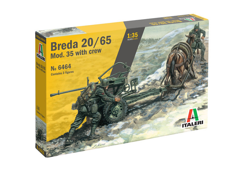 Italeri 6464 1:35 Horse Drawn Breda 20/65 Mod. 35 with Crew