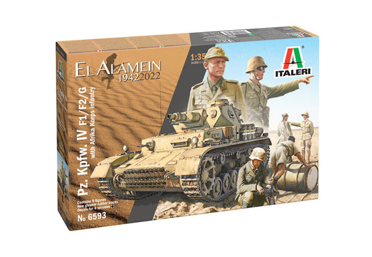 Italeri 6593 1:35 El Alamein 1942-2022 Pz.Kpfw.IV Ausf.F1/F2/G with Afrika Korps Infantry