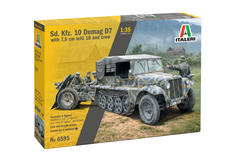 Italeri 6595 1:35 Kfz.10 Demag D7 with 7.5cm Le Ig18 and Crew