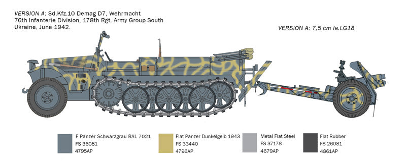 Italeri 6595 1:35 Kfz.10 Demag D7 with 7.5cm Le Ig18 and Crew