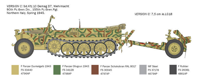 Italeri 6595 1:35 Kfz.10 Demag D7 with 7.5cm Le Ig18 and Crew