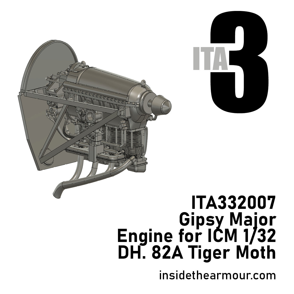 Inside the Armour ITA332007 1:32 Gipsy Major for ICM DH.82A Tiger Moth