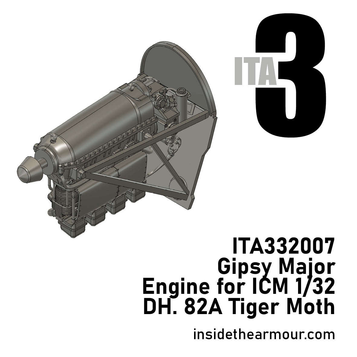 Inside the Armour ITA332007 1:32 Gipsy Major for ICM DH.82A Tiger Moth