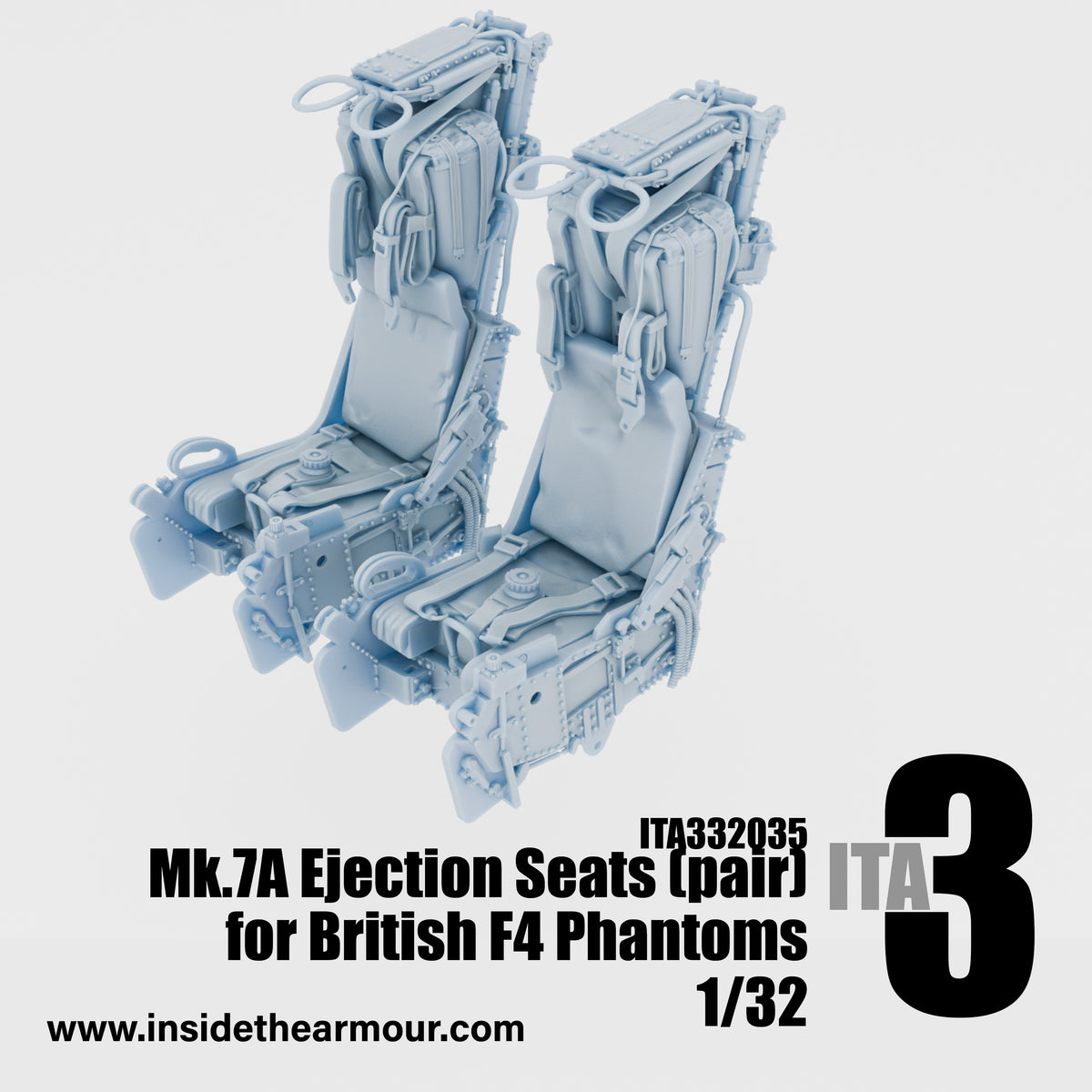 Inside the Armour ITA332035 1:32 Mk.7A Seats for British FG.1 FGR.2 Phantoms paired seats (2 seats per set)