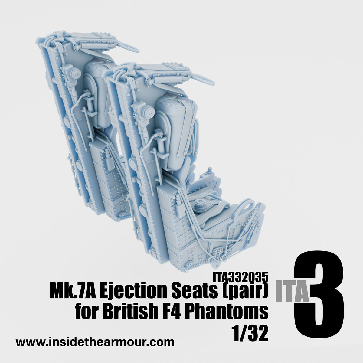 Inside the Armour ITA332035 1:32 Mk.7A Seats for British FG.1 FGR.2 Phantoms paired seats (2 seats per set)