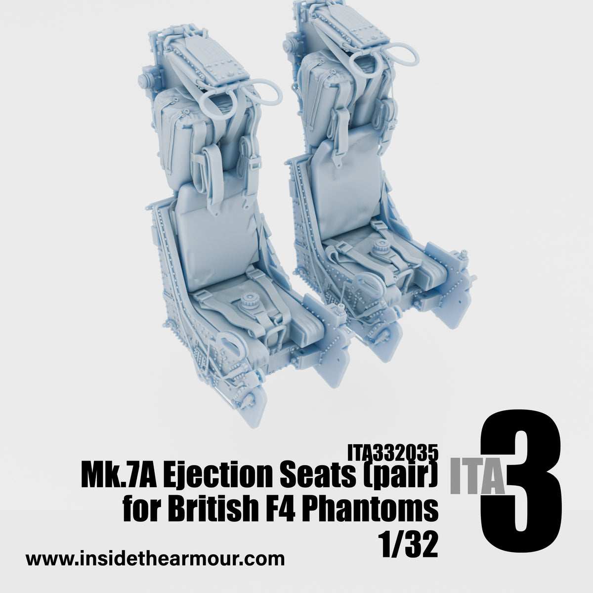 Inside the Armour ITA332035 1:32 Mk.7A Seats for British FG.1 FGR.2 Phantoms paired seats (2 seats per set)