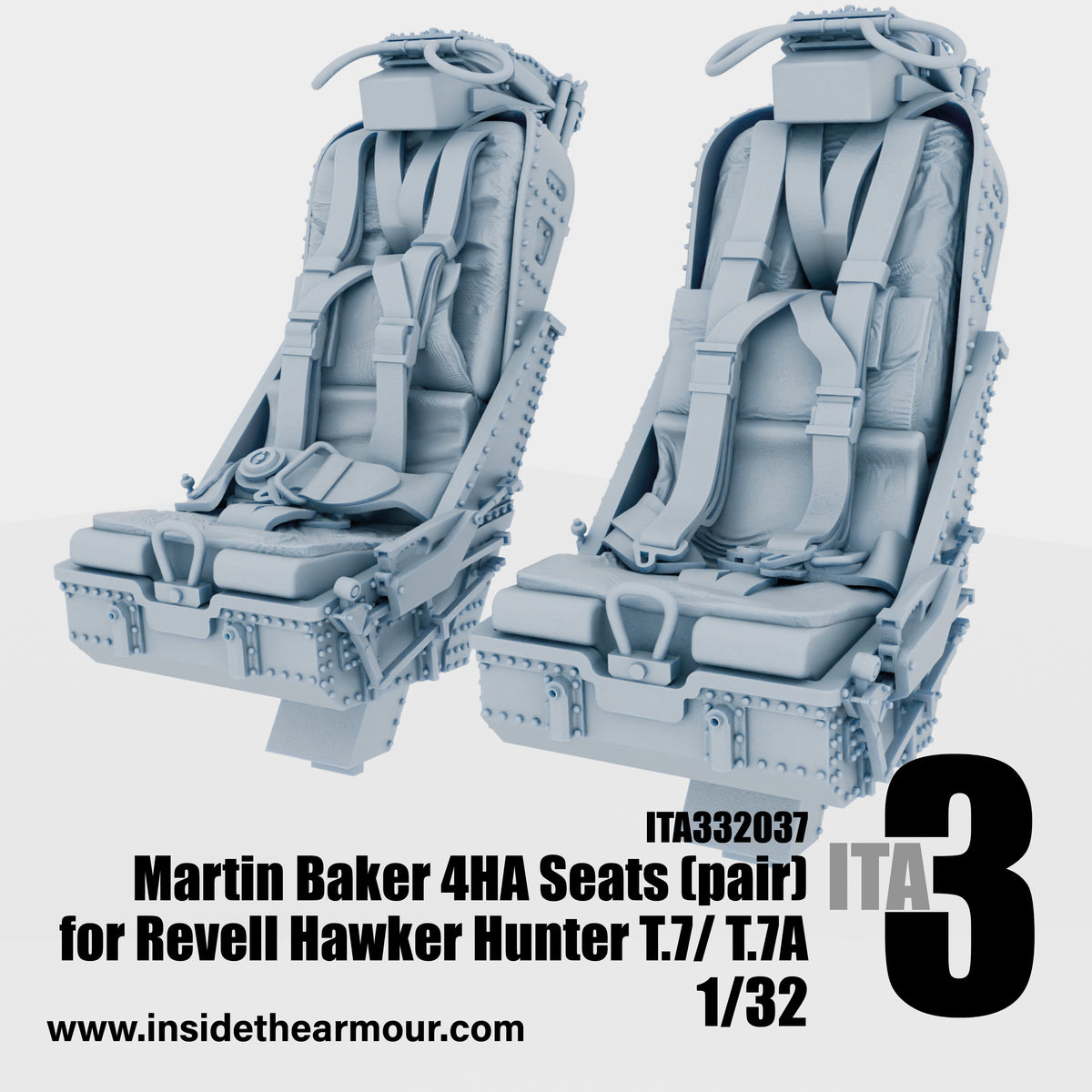 Inside the Armour ITA332037 1:32 Martin Baker 4HA seats for Revell Hawker Hunter T.7/ T.7A.