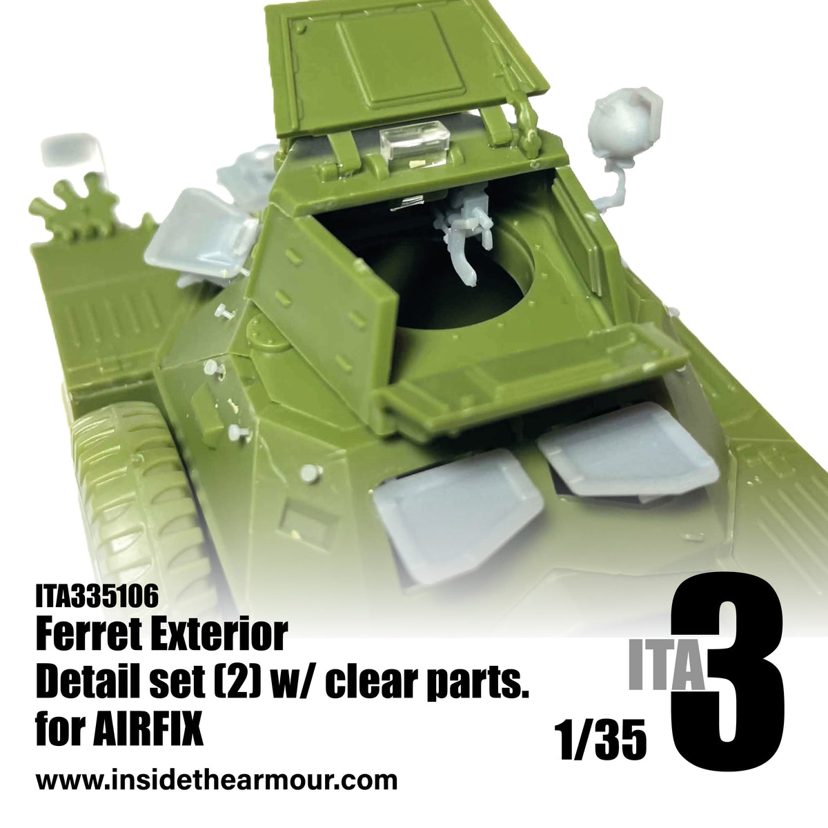 Inside the Armour ITA335106 1:35 Ferret Exterior Pt2, with clear parts
