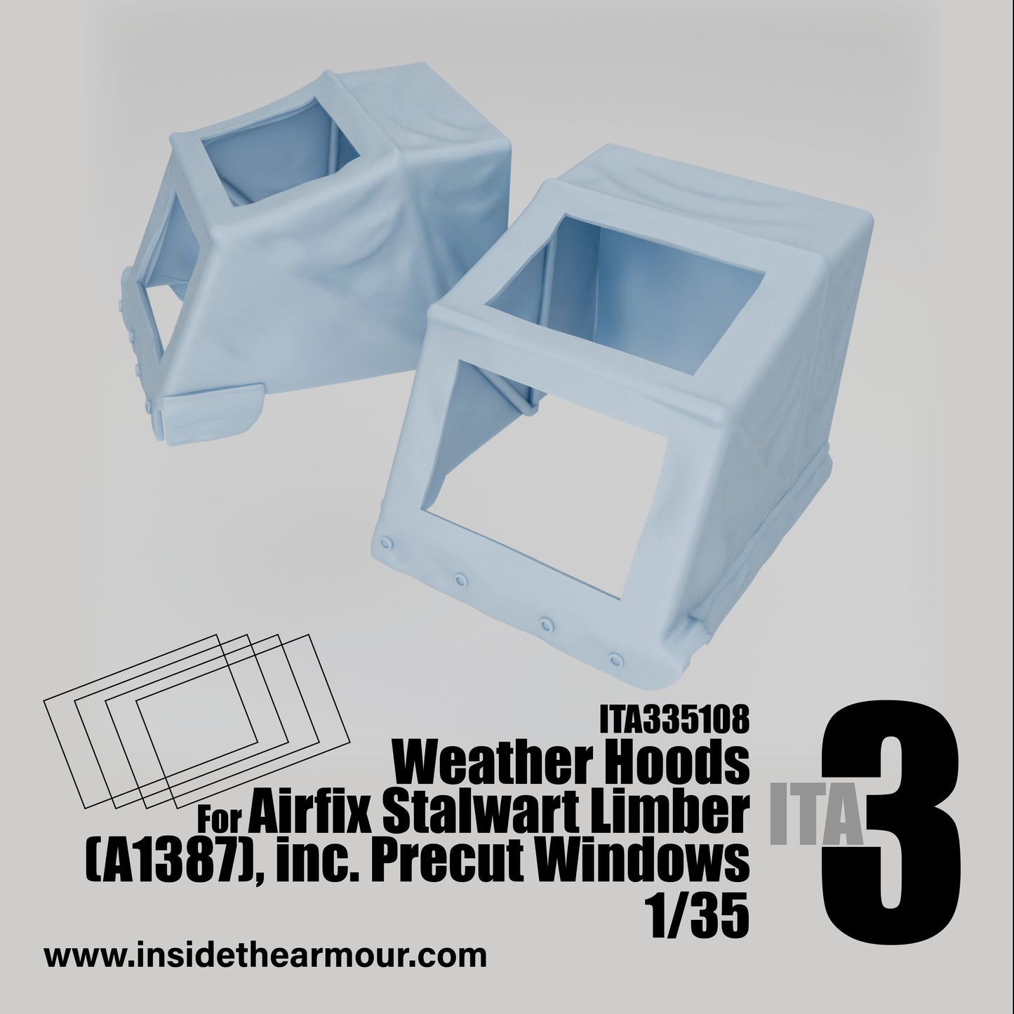 Inside the Armour ITA335108 1:35 Alvis FV622 STALWART pair of 3D printed weather hoods