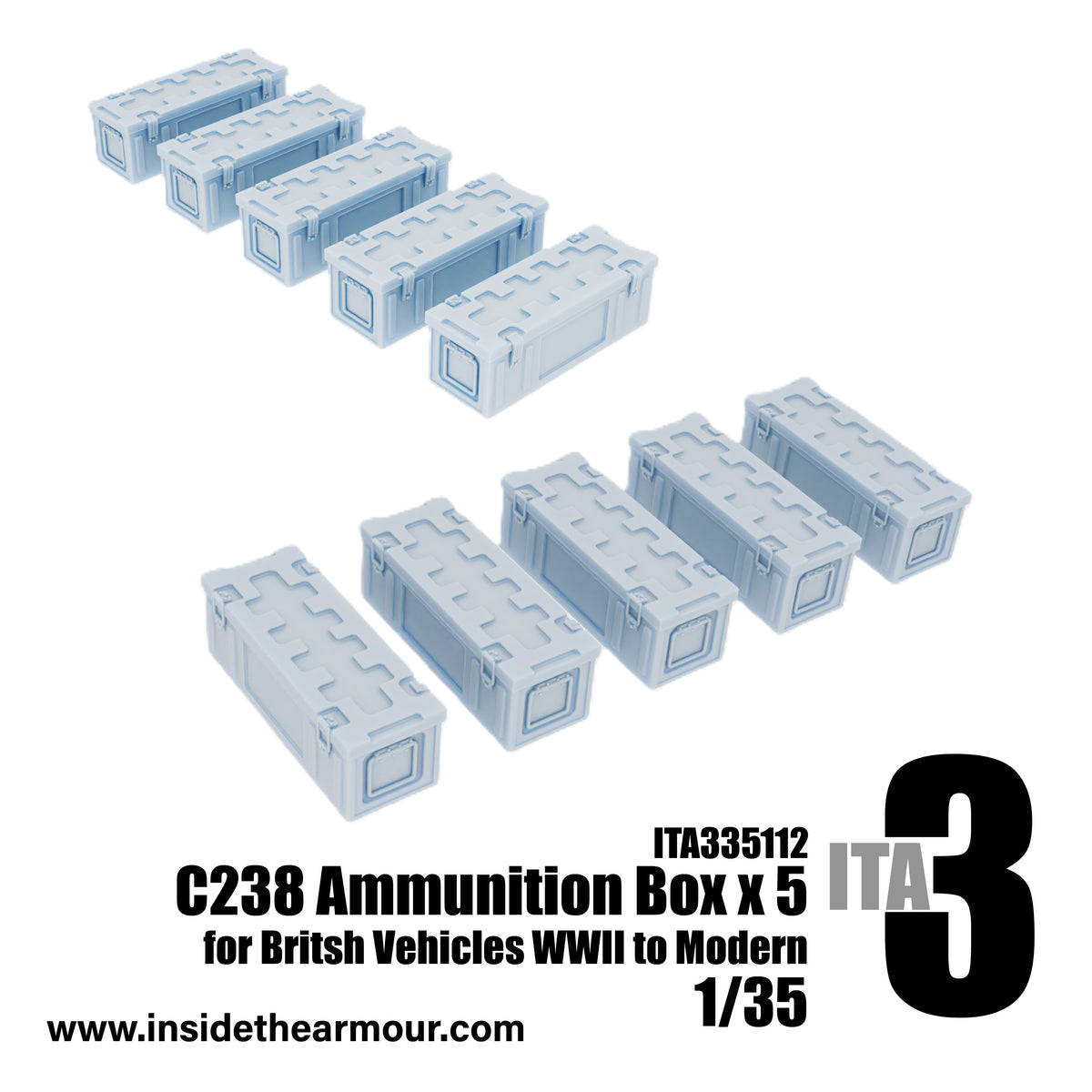 Inside the Armour ITA335112 1:35 British C238 Ammunition / Stowage tins (x5)