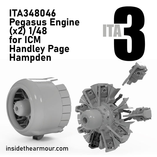 Inside the Armour ITA348046 1:48 2 x Pegasus engines for Handley-Page Hampden B Mk.I with cowls