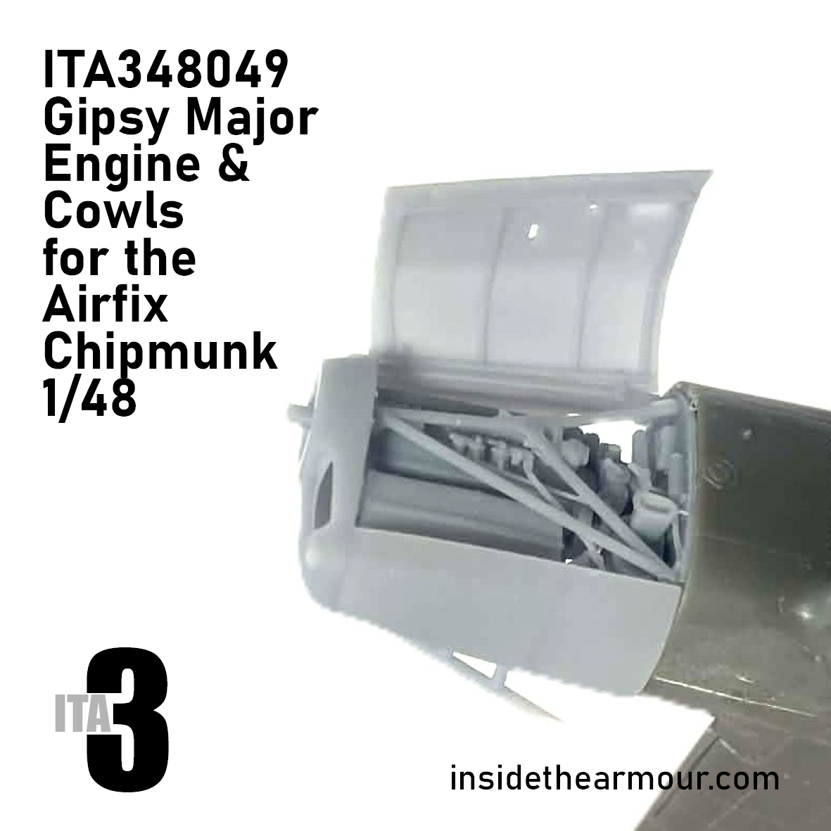 Inside the Armour ITA348049 1:48 de Havilland Chipmunk T.10/T.20 Gipsy Major engine and cowls