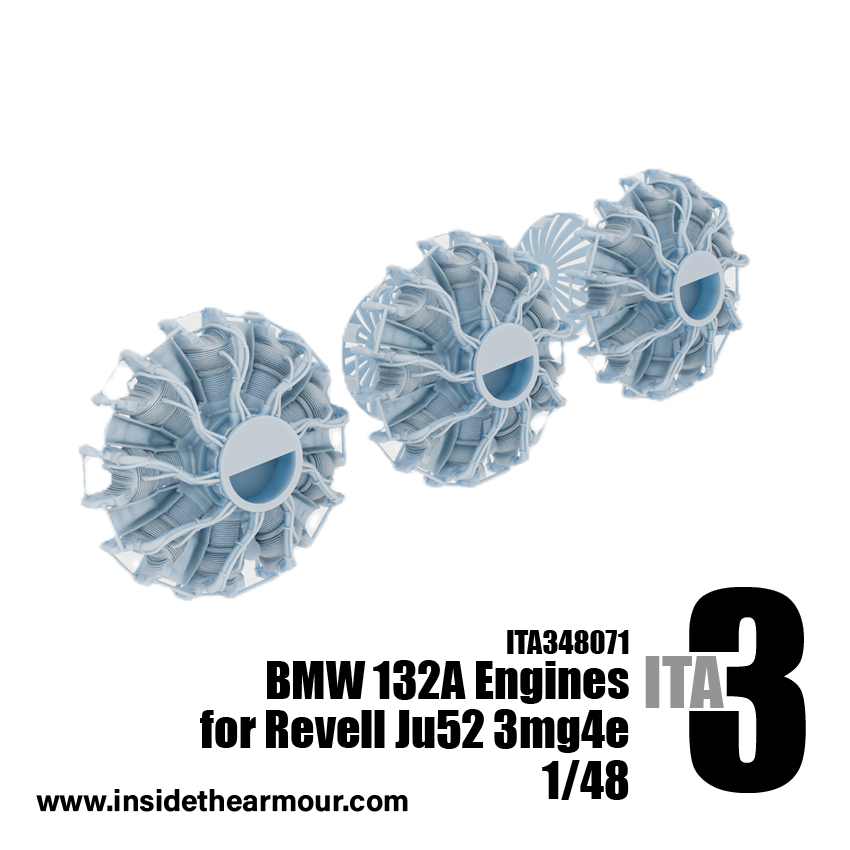Inside the Armour ITA348071 1:48 BMW 132A engines (x3) for Revell Junkers Ju-52/3m (