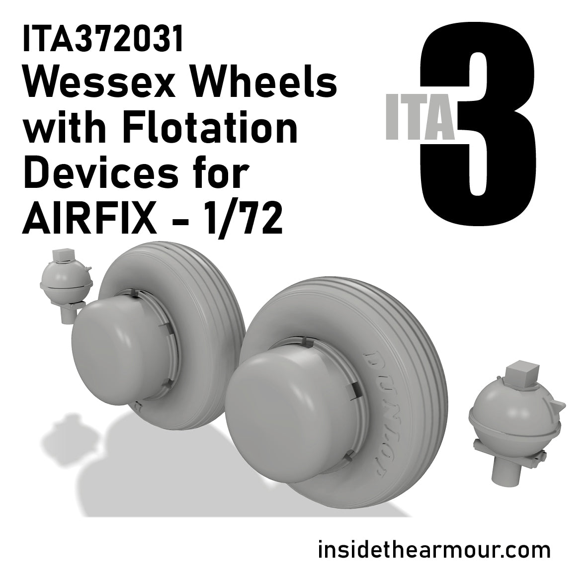 Inside the Armour ITA372031 1:72 Westland Wessex HC.2 wheels with flotation devices