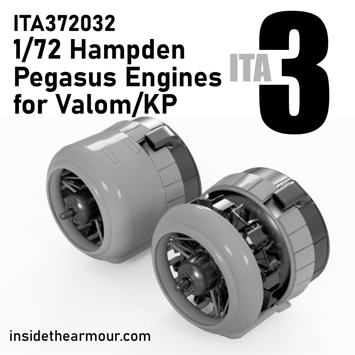 Inside the Armour ITA372032 1:72 Bristol Pegasus Engines (2) with Cowls Handley-Page Hampden