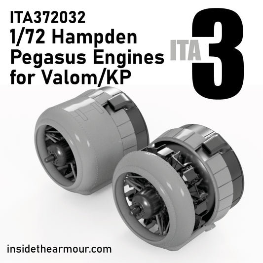 Inside the Armour ITA372032 1:72 Bristol Pegasus Engines (2) with Cowls Handley-Page Hampden
