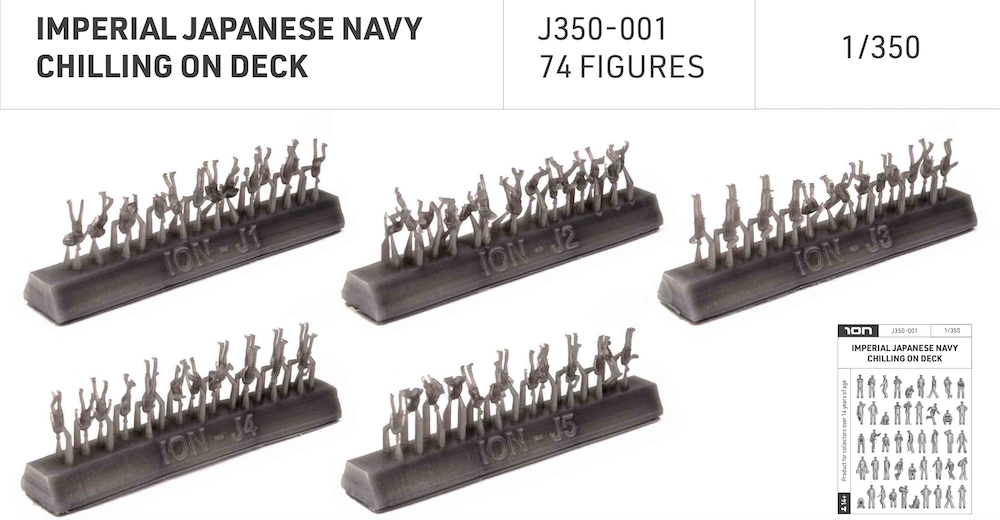 ION Model J350-001 1:350 Imperial Japanese Navy Chilling on Deck - 74 Figures (3D-Printed)